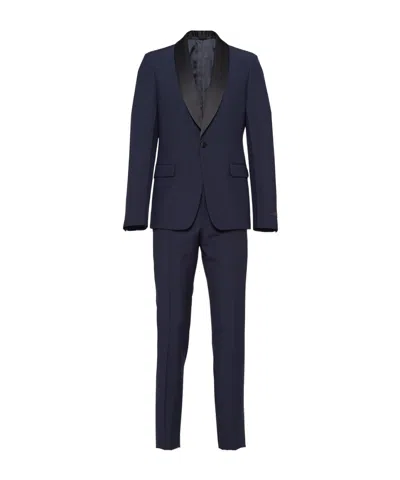 Prada Single-breasted Wool And Mohair Tuxedo In Blue