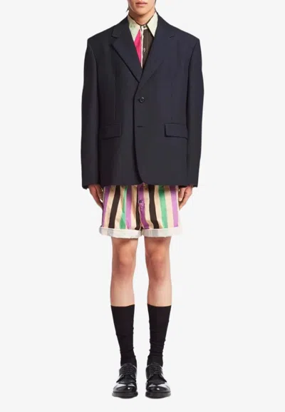 Prada Single-breasted Wool Blazer In Black