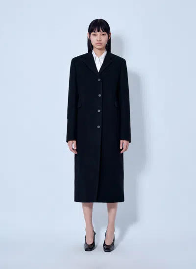 Prada Single-breasted Wool Coat In Black