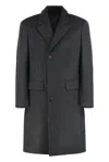 Prada Single-breasted Wool Coat In Gray