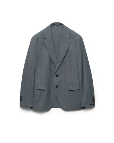 Prada Single-breasted Wool Jacket In Uniform Gray