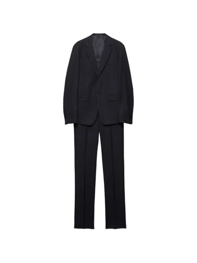Prada Single-breasted Wool Suit In Blue