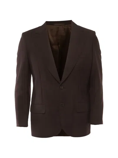 Pre-owned Prada Single-breasted Wool-blend Blazer In Brown