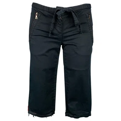 Pre-owned Prada Size 2 Black Cotton Blend Raw Edge Shorts