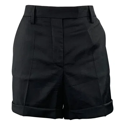 Pre-owned Prada Size 2 Black Wool Cuffed Shorts