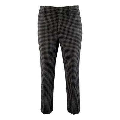 Pre-owned Prada Size 2 Grey Navy Wool Blend Plaid Dress Pants In Gray