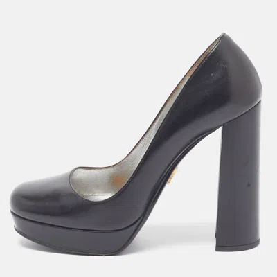 Pre-owned Prada Size 36 Black Leather Platform Pumps