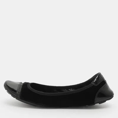 Pre-owned Prada Size 36 Black Patent Leather And Velvet Ballet Flats