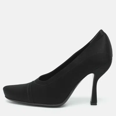 Pre-owned Prada Size 36.5 Black Satin Pumps