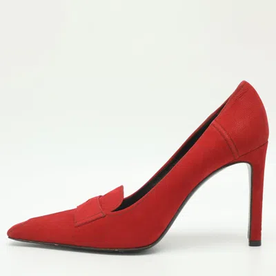 Pre-owned Prada Size 37 Red Shearling Pumps