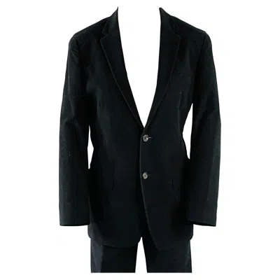Pre-owned Prada Size 38 Regular Black Velvet Cotton Blend Notch Lapel Suit