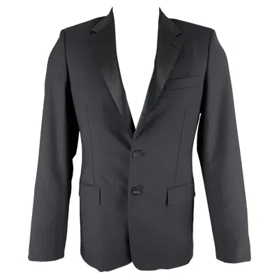 Pre-owned Prada Size 38 Regular Navy Solid Wool Mohair Notch Lapel Sport Coat In Blue