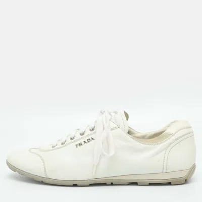 Pre-owned Prada Size 39 White Leather Low Top Sneakers