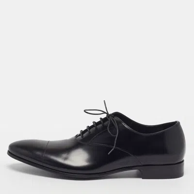 Pre-owned Prada Size 40 Black Leather Lace Up Oxfords