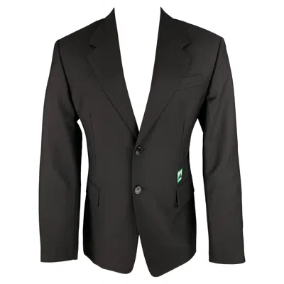 Pre-owned Prada Size 40 Black Mohair Wool Notch Lapel Sport Coat