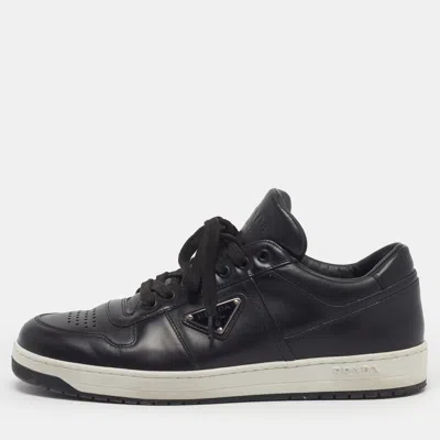Pre-owned Prada Size 41 Black Leather Lace Up Sneakers