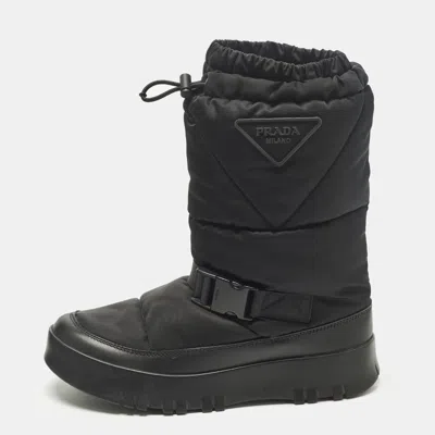 Pre-owned Prada Size 41.5 Black Nylon Snow Boots