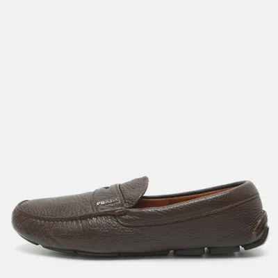 Pre-owned Prada Size 42.5 Brown Leather Loafers