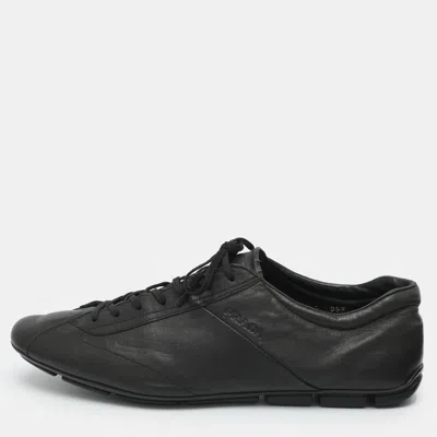 Pre-owned Prada Size 43 Black Leather Low Top Sneakers