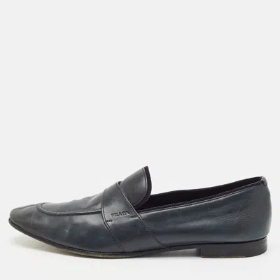 Pre-owned Prada Size 43 Black Leather Penny Loafers