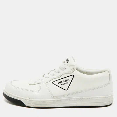 Pre-owned Prada Size 43 White Leather Low Top Sneakers