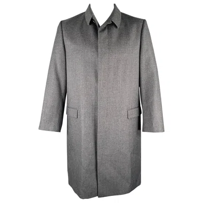 Pre-owned Prada Size 46 Grey Wool Hidden Buttons Coat In Gray
