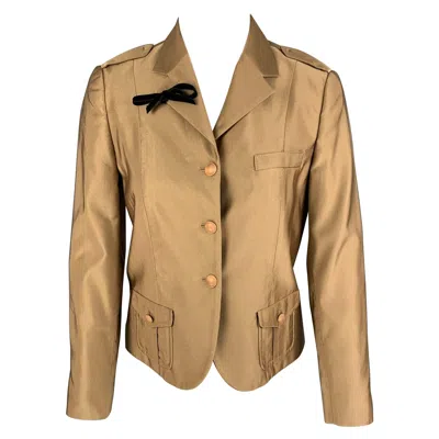 Pre-owned Prada Size 6 Copper Wool Silk Single Breasted Jacket Blazer In Brown