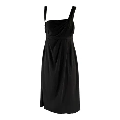 Pre-owned Prada Size M Crepe P3772 Midi Knee-length Dress In Black