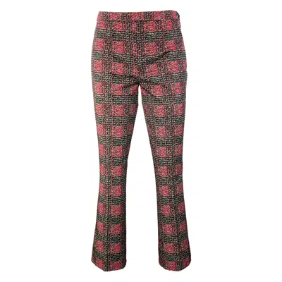 Pre-owned Prada Size S Pink Teal Geometric Wool Blend Slim Fit Flared Dress Pants