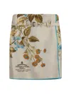Prada Floral-print Archive-logo Silk-twill Mini Skirt