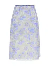 Prada Peony Print Nylonette Skirt Clothing In Blue