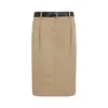 Prada Belted Cotton Twill Pencil Skirt In Beige