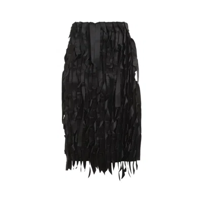 Prada Ribbon-embellishment Skirt In Black