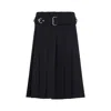 Prada Gabardine Pleated Midi Skirt In Blue