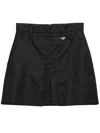 Prada Womens Black Re-nylon Pleated Logo-plaque Woven Mini Skirt In Black