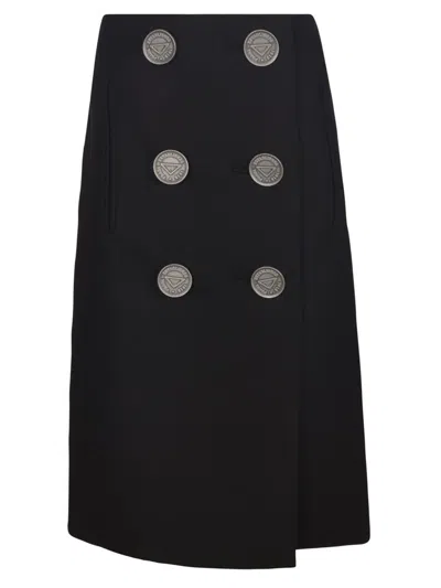 Prada Double-breasted Skirt In Black
