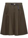 Prada Midi A-line Skirt With Belt And Pockets In Green