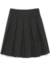 Prada Slate Grey Wool Pleated Skirt With Belt In Grey