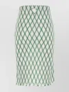Prada Green Cotton Skirt With Geometric Pattern