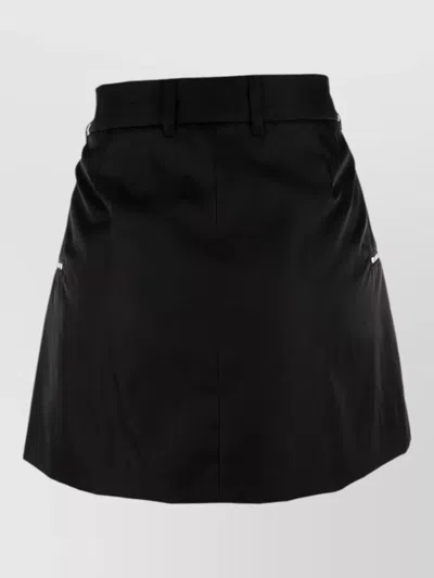 Prada Skirt Featuring Belt Loops And Side Pockets In Black