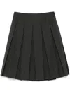 Prada Slate Grey Wool Pleated Skirt With Belt In Grey