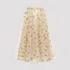 Prada A-line Floral High-waisted Midi Skirt In Rosso