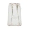 Prada Abstract Print Drawstring Waist Front Slit Skirt In White