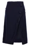 Prada Button-detailed Cashmere Midi Skirt