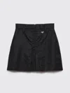 Prada Mini Skirt With Belt Loops And Pleats In Black