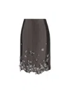 Prada Midi Skirt In Wool And Silk With Applications