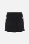 Prada Wool Mini Skirt With Oversized Pockets And Embellished Accents