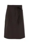 Prada Women Brown Stretch Poplin Skirt In Brown
