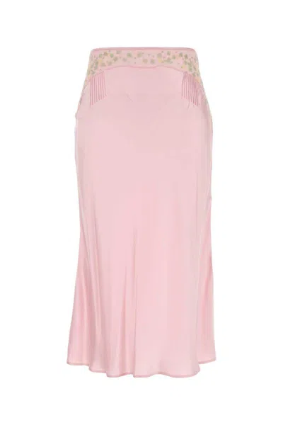 Prada Light Pink Satin Midi Skirt