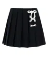 Prada Navy Pleated Drill Mini Skirt In Black